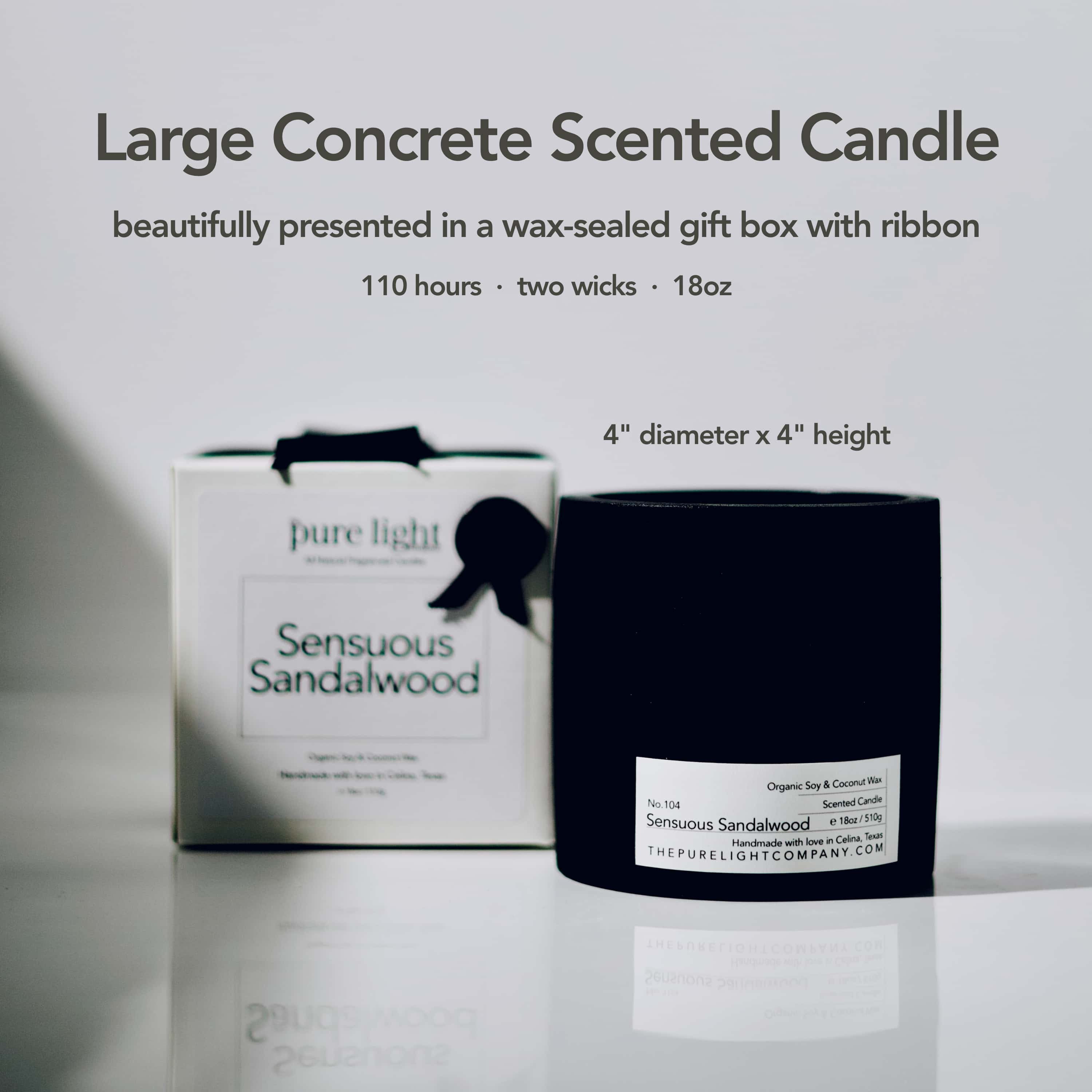 Sandalwood natural fragranced candle Large Concrete Jar